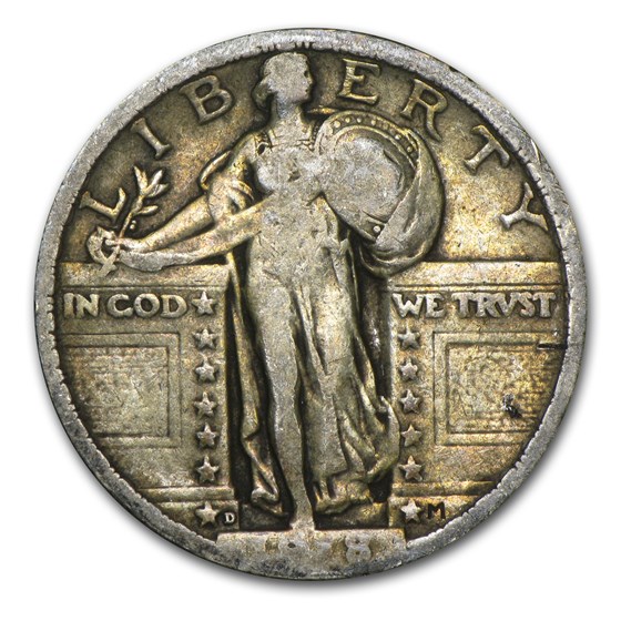 1918-D Standing Liberty Quarter Fine (Weak Date) 1918-D Standing Liberty Quarter Fine (Weak Date)